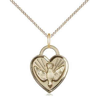 14kt Gold Confirmation Heart Medal Engraved Catholic Saint Jewelry