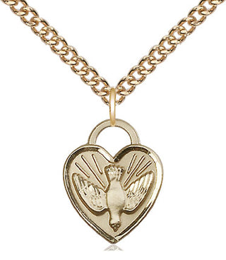 14kt Gold Confirmation Heart Medal Engraved Catholic Saint Jewelry