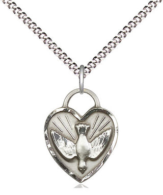 Sterling Silver Confirmation Heart Medal Religious Jewelry Engraved Catholic Saint Jewelry