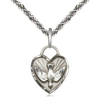 Sterling Silver Confirmation Heart Medal Religious Jewelry Engraved Catholic Saint Jewelry