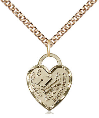 14kt Gold Filled Graduation Heart Medal Religious Jewelry Engraved Catholic Saint Jewelry