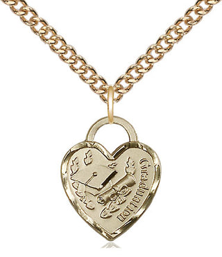 14kt Gold Graduation Heart Medal Engraved Catholic Saint Jewelry