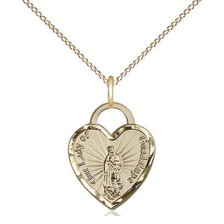 14kt Gold Filled Our Lady of Guadalupe Heart Medal Religious Jewelry