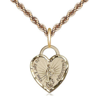 14kt Gold Filled Our Lady of Guadalupe Heart Medal Religious Jewelry