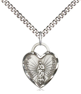 Sterling Silver Our Lady of Guadalupe Heart Medal Religious Jewelry