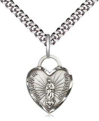 Sterling Silver Our Lady of Guadalupe Heart Medal Religious Jewelry