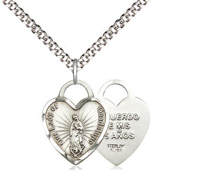 Sterling Silver Our Lady of Guadalupe Heart Medal Religious Jewelry