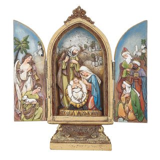 9-Inch Triptych With Holy Family Kings & Angels On Sides