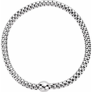 Rhodium-Plated Sterling Silver 4.3 mm Woven Stretch 7" Bracelet