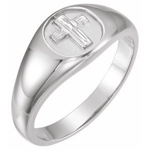 14K White Gold The Rugged Cross Chastity Ring
