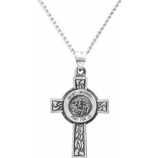 Sterling Silver Saint Michael Cross with Chain