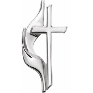14K White Methodist Cross Lapel Pin