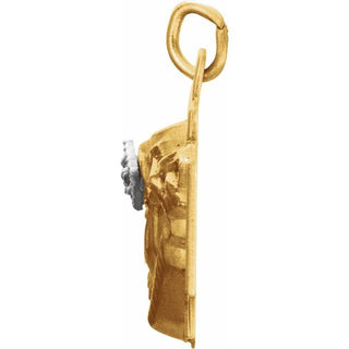 14K Yellow/White .02 CTW Natural Diamond Face of Jesus Crown Cross Pendant