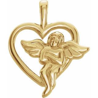 14K Yellow 18x15 mm Angel Heart Pendant