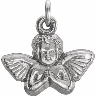 14K White Baby Angel Pendant