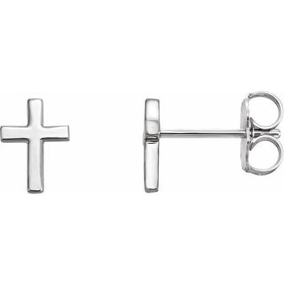 Platinum 6 mm Cross Earrings