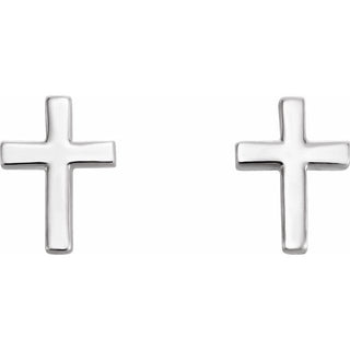 14K White 6 mm Cross Earrings