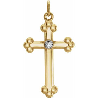 14K Yellow/White .02 CTW Natural Diamond Cross Pendant