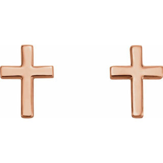 14K Rose 6 mm Cross Earrings