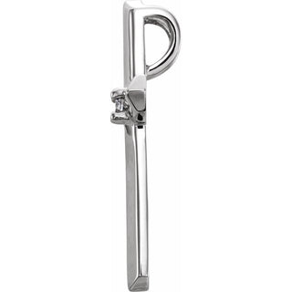14K White .03 CT Natural Diamond Cross Pendant 
