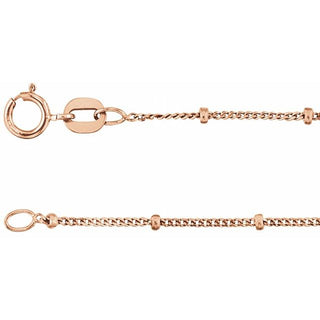 16 Inch Beaded Curb Chain With Spring Ring 14K Rose