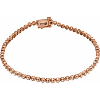 14K Rose 1 CTW Natural Diamond Line 7" Bracelet 