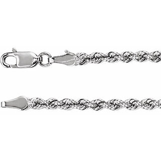 16 Inch Rope Chain With Lobster Clasp 14K White Gold