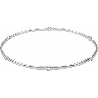 14K White 1/4 CTW Lab-Grown Diamond Bezel-Set Bangle 8" Bracelet