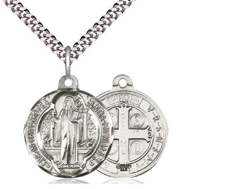 Sterling Silver Saint Benedict Pendant Necklace