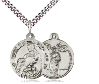 Sterling Silver Saint Agnes of Rome Pendant Necklace