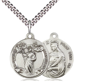 Sterling Silver Saint Cecilia Pendant Necklace