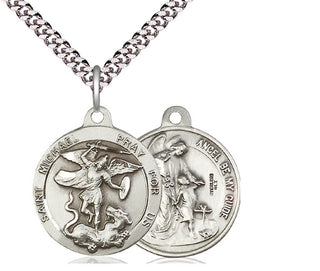 Sterling Silver Saint Michael the Archangel Pendant Necklace
