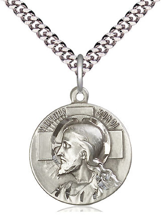 Sterling Silver Salvator Mundi Pendant Necklace