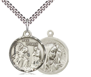 Sterling Silver Saint Gabriel the Archangel Pendant Necklace