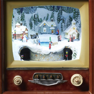 10.5-Inch Lighted Musical Tv Town With Rotating Train