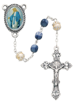 6MM Pearl, Dark Blue Rosary