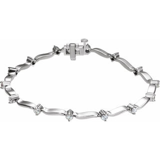 14K White 1 CTW Natural Diamond Line 7" Bracelet