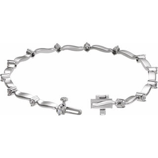 14K White 1 CTW Natural Diamond Line 7" Bracelet