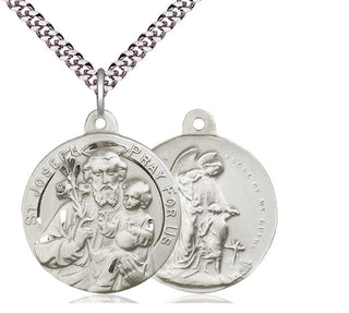 Sterling Silver Saint Joseph Pendant Necklace