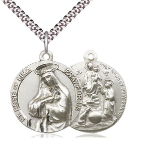 Sterling Silver Saint Rose of Lima Pendant Necklace