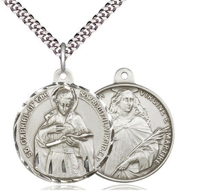 Sterling Silver Saint Gabriel of the Blessed Virgin Pendant Necklace