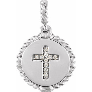 Sterling Silver .04 CTW Natural Diamond Cross Rope Pendant