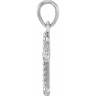 14K White Beaded Cross Pendant