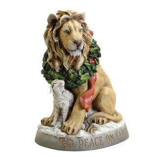 19.25-Inch Lion & Lamb Statuary Verse: Peace On Earth