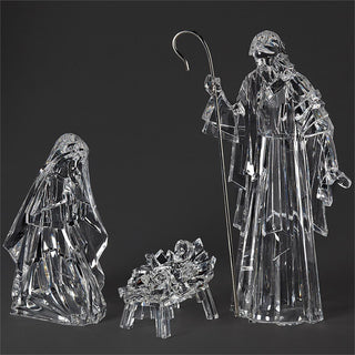 15.5-Inch 3-Piece Set Holy Family In Cut Crystal Look
