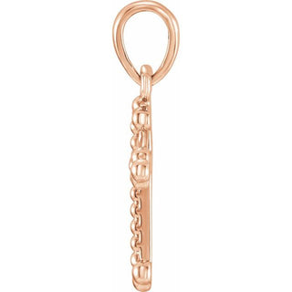 14K Rose Beaded Cross Pendant