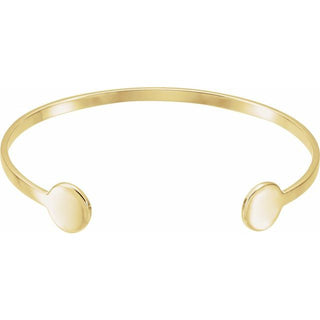 14K Yellow Engravable Cuff 6 3/4" Bracelet 