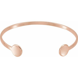 14K Rose Engravable Cuff 6 3/4" Bracelet 