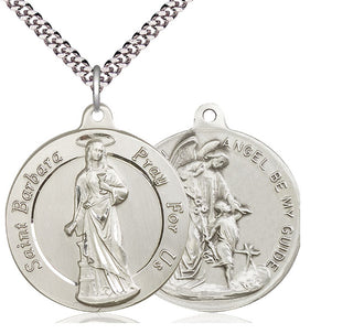 Sterling Silver Saint Barbara Pendant Necklace
