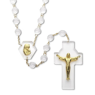 54-Inch Crystal Wall Rosary Boxed Risen Christ/Madonna&Child Ctr